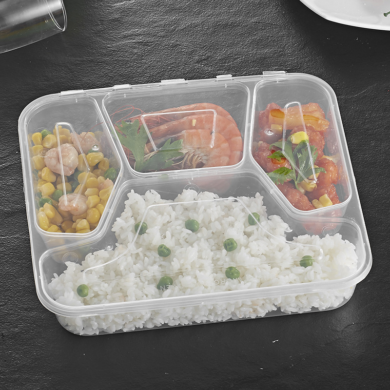 1000 ml 4-Compartment PP Meal Prep Container (Hinged) PF-4C1000S