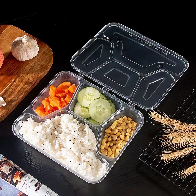1000 ml 4-Compartment PP Meal Prep Container (Hinged) PF-4C1000S