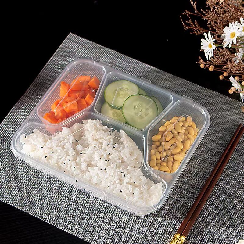 1000 ml 4-Compartment PP Meal Prep Container (Hinged) PF-4C1000S