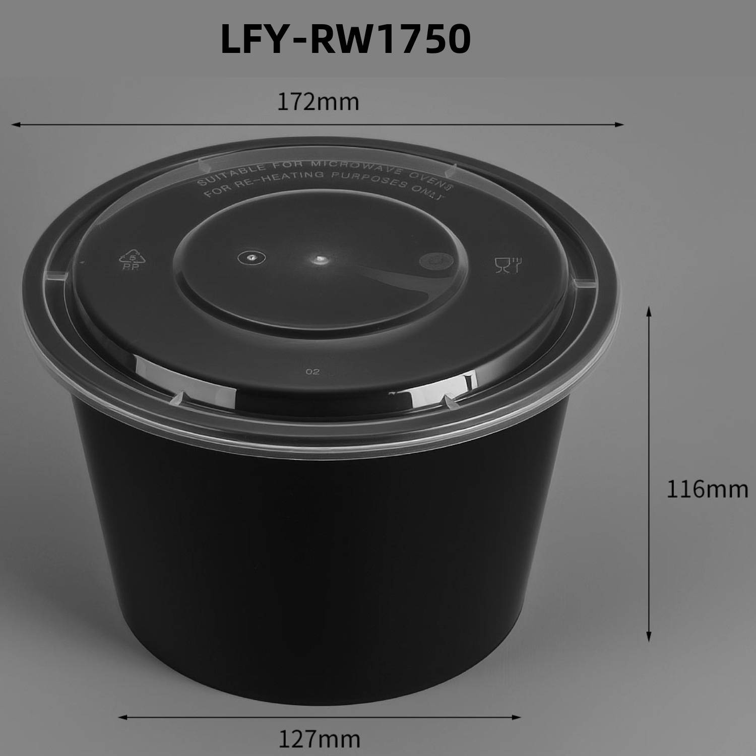 1750 ml Round PP Bowl with American-Style Lid PF-RW1750