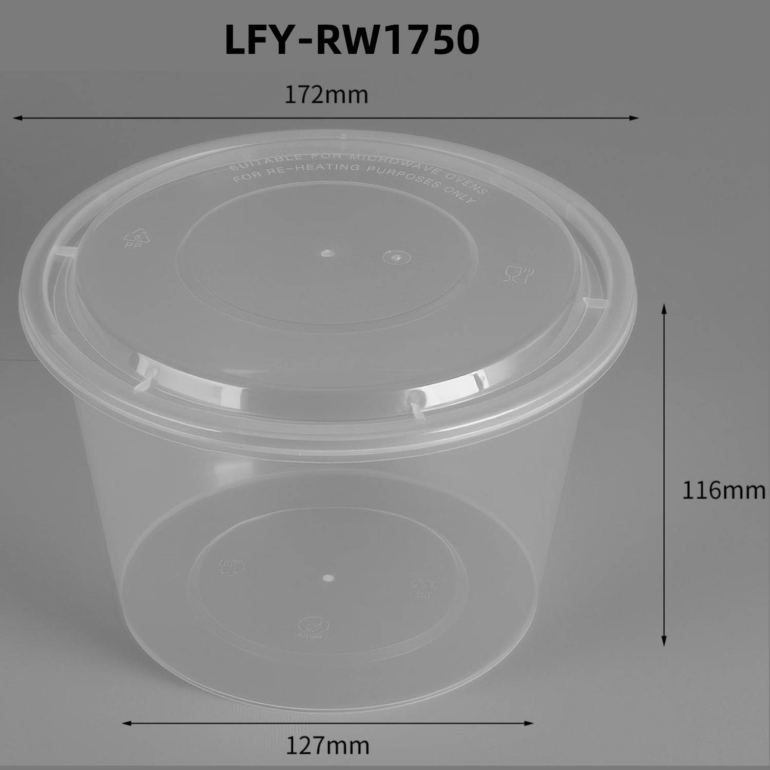 1750 ml Round PP Bowl with American-Style Lid PF-RW1750