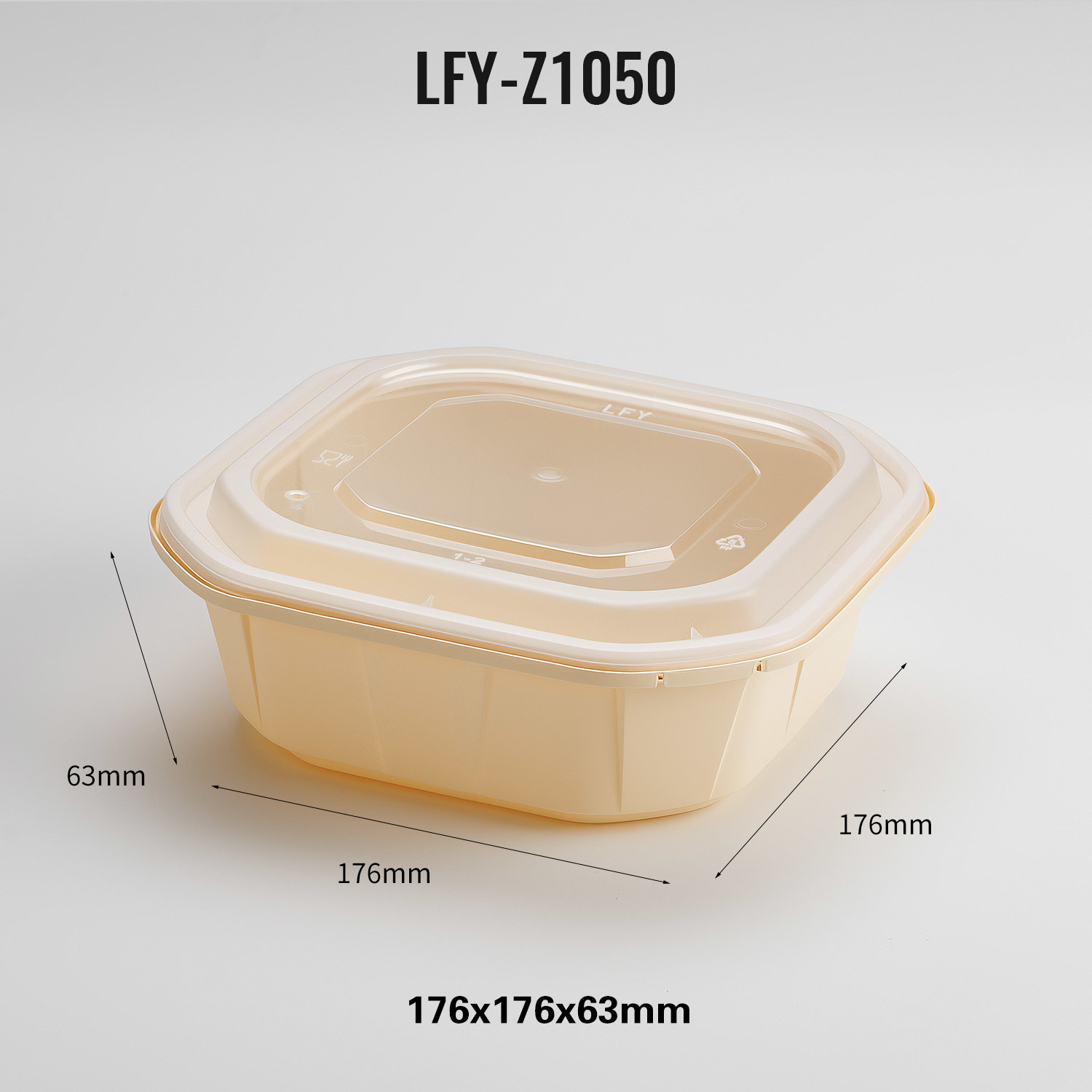 1050 ml Safety-Lock Square PP Food Container PF-Z1050