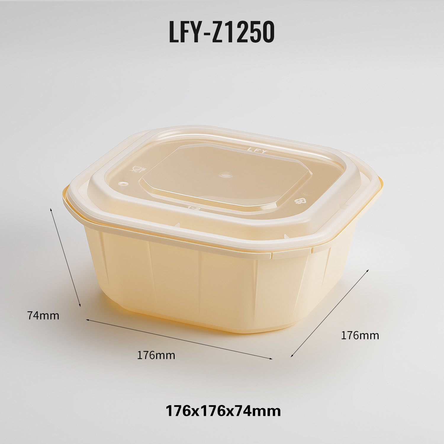 1250 ml Safety-Lock Square PP Food Container PF-Z1250