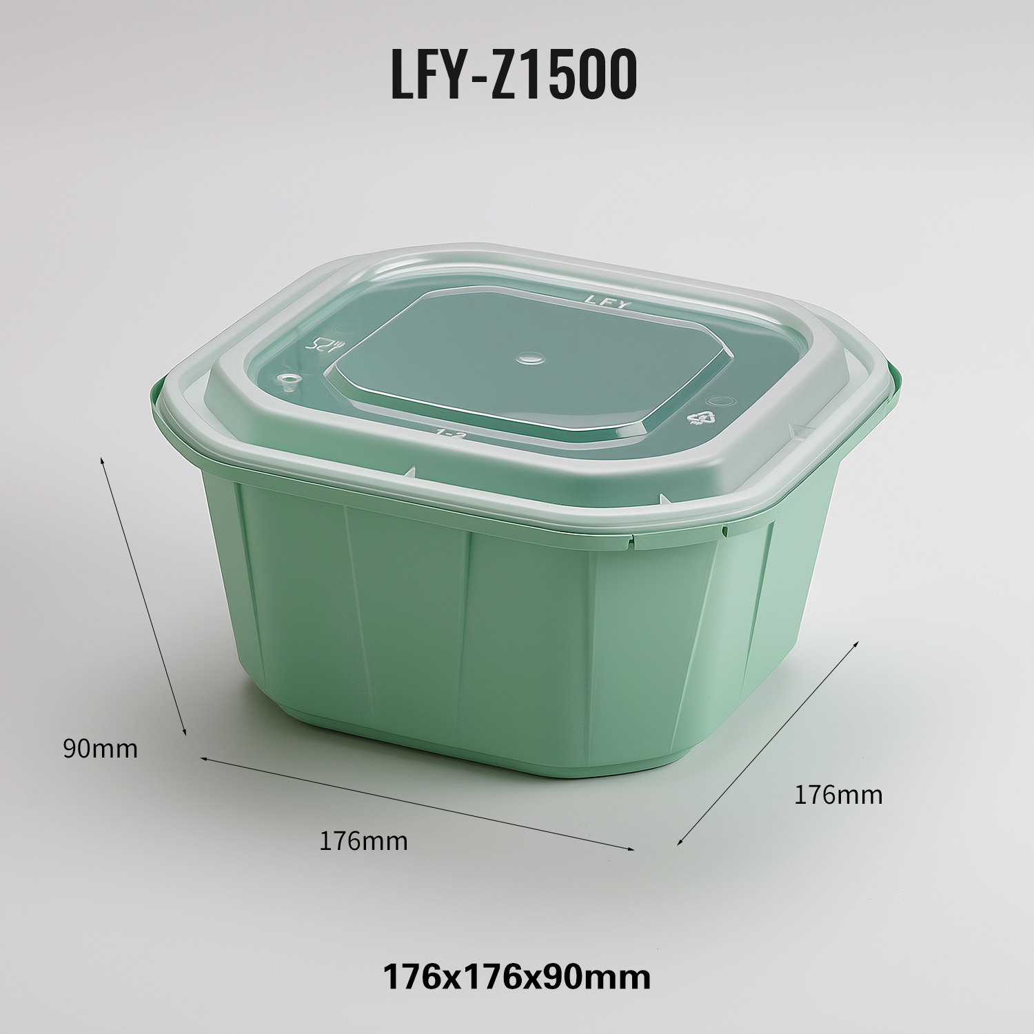 1500 ml Safety-Lock Square PP Food Container PF-Z1500