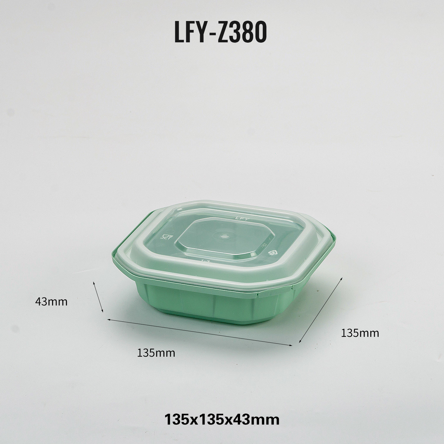 380 ml Safety-Lock Square PP Food Container PF-Z380