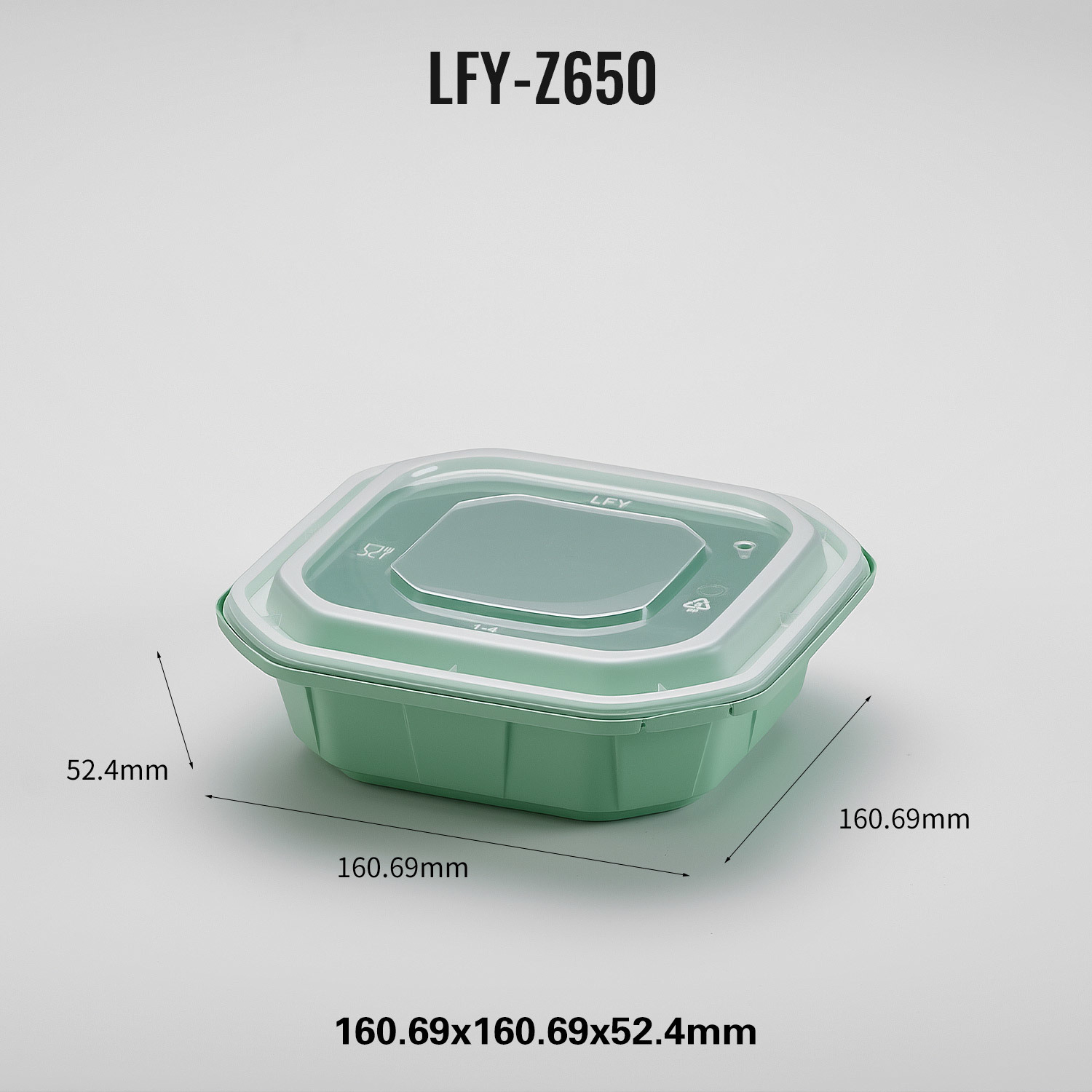 650 ml Safety-Lock Square PP Food Container PF-Z650